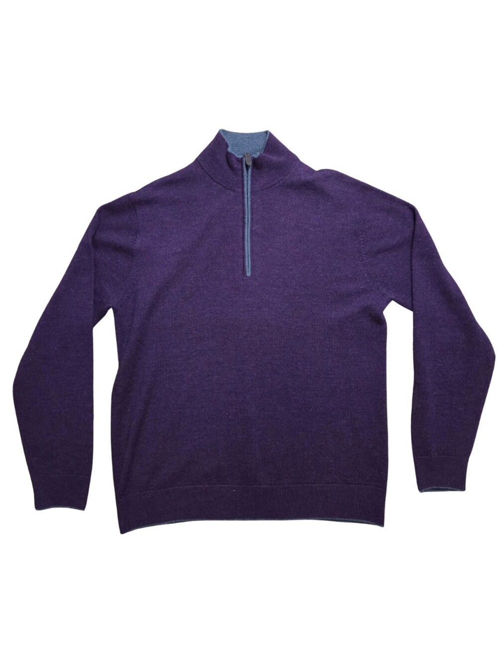 Raffi Sweater 100% Extra Fine Merino Wool 1/4 Zip Mens M Purple Preppy Academia